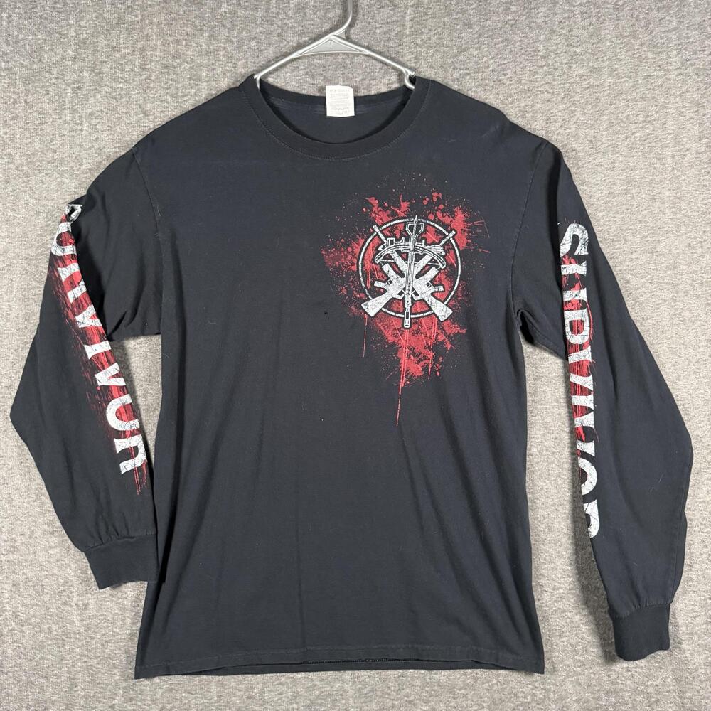 The Walking Dead Shirt Mens Medium Black Long Sleeve Survivor Graphic Tee Zombie